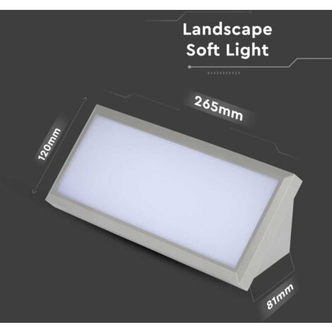 V-TAC VT-8054 Lampada LED da parete 12W applique da muro luce soffusa rettangolare da esterno IP65 luce 4000K 218234