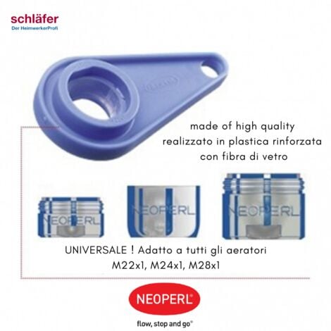 Schläfer 103020  Chiave Universale per Aeratore Rubinetto, adatta per filtro Rompigetto del Miscelatore Bagno Lavabo, Bidet, Doccia, Vasca e Lavello Cucina M22, M24, M28. Compatibile NEOPERL.