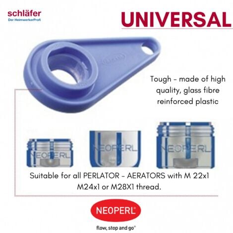 Schläfer 103020  Chiave Universale per Aeratore Rubinetto, adatta per filtro Rompigetto del Miscelatore Bagno Lavabo, Bidet, Doccia, Vasca e Lavello Cucina M22, M24, M28. Compatibile NEOPERL.
