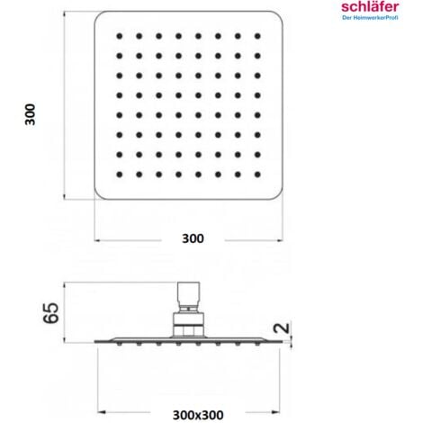 Schläfer 134600  Soffione Doccia Quadro 30x30 cm a Pioggia, Anticalcare ad Alta Pressione Ultra Sottile in Acciaio Inox, Soffione per Cabina Doccia, Snodo Regolabile Universale G 1/2, Cromo, Argento