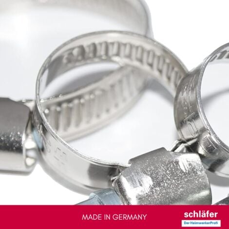 Schläfer 660304  8PZ-Fascette Stringitubo a Nastro Regolabile in Acciaio Inox Morsetto Stringi Tubo 16-25mm, Collare di Serraggio Vite Regolabile, Nastro Diametro 9mm.