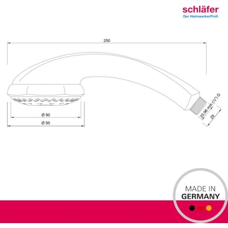 Schläfer 8193000  Manopola Doccia Grande G 1/2 pollici, Diametro 95mm, Soffione Doccia Cromato 3 Modalità Spray, Doccetta Universale Hamburg Soffione Multigetto 3-getti Massaggio, Vaporizzatore.