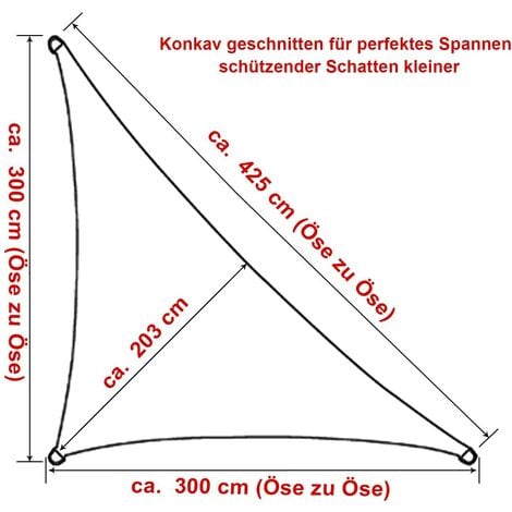 WOLTU Tenda a Vela Parasole Telo da Sole PES Protezione Solare Anti UV Esterni Crema 3x3x4.25m