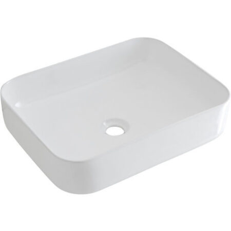 Hudson Reed Milton Lavabo d'Appoggio Rettangolare per Bagni - Lavandino Bagno con Design Moderno - Ceramica Bianca - Senza Fori per la Rubinetteria - 500 x 400 x 140mm