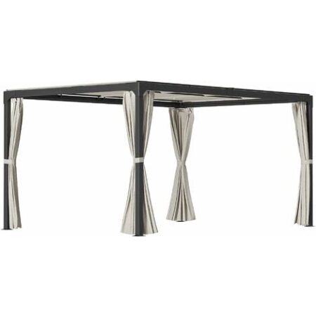 Pergola da Giardino 3x3m con Tende in Alluminio e Acciaio Beige