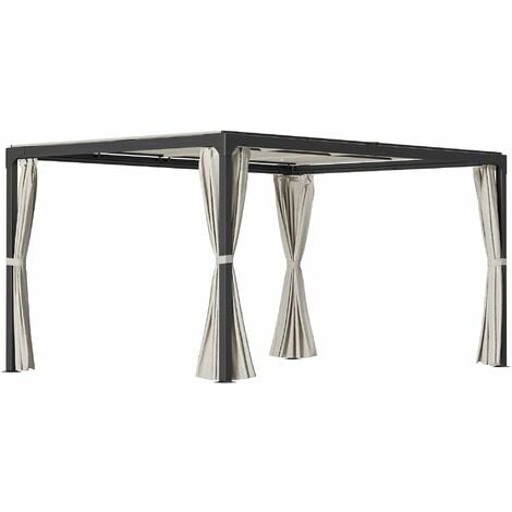 Pergola da Giardino 3x3m con Tende in Alluminio e Acciaio Beige