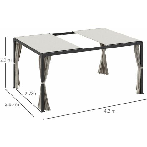 Pergola da Giardino 3x3m con Tende in Alluminio e Acciaio Beige