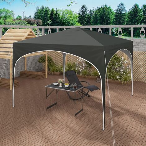 WOLTU Gazebo da Giardino Richiudibile 3x3m Gazebo da Esterno in Ferro Regolabile in Altezza Tendone con Soffitto Semicircolare Pieghevole Protezione Solare. Tende per eventi Facile da Montare Grigio