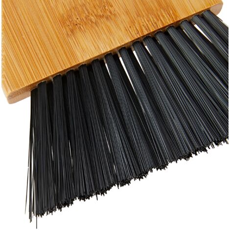 Relaxdays Spazzole Raccogli Briciole, Set da 2, Scopetta & Palettina da Tavolo, Cucina, Bambù & Plastica, Naturale/Nero