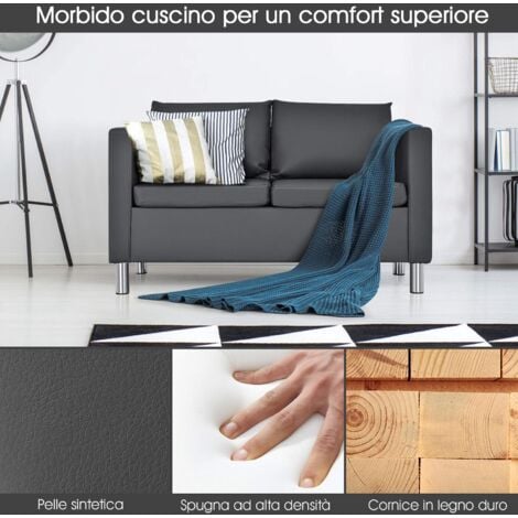 COSTWAY Divano Moderno a 2 Posti, Divano con Cuscino Morbido, Gambe in Legno di Gomma,Grigio