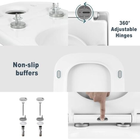 WOLTU Copriwater. Tavoletta WC con Chiusura Ammortizzata. Copri WC a Sgancio Rapido. Sedile per Water con Cerniere Regolabili. Montaggio dall’Alto o dal Basso. in Duroplast. Bianco