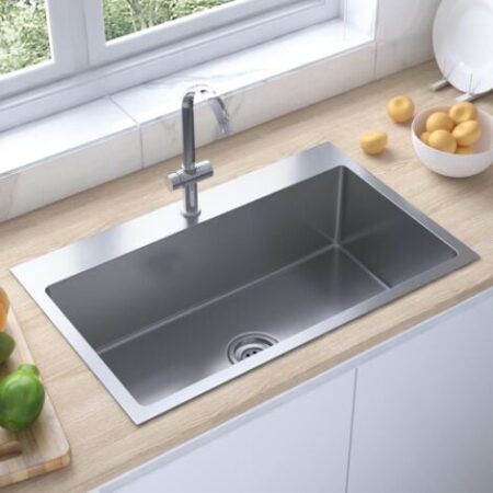 Lavello da Cucina Lavandino Cucina - Lavorato a Mano in Acciaio Inox BV818987 - BonneVie