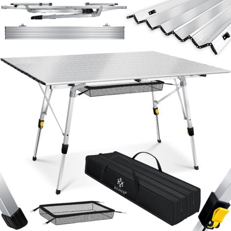 KESSER® Tavolo da campeggio pieghevole Tavolo da campeggio con struttura in alluminio Piano del tavolo pieghevole Roll-up Tavolo pieghevole con regolazione in altezza incl. borsa per il trasporto  Arg