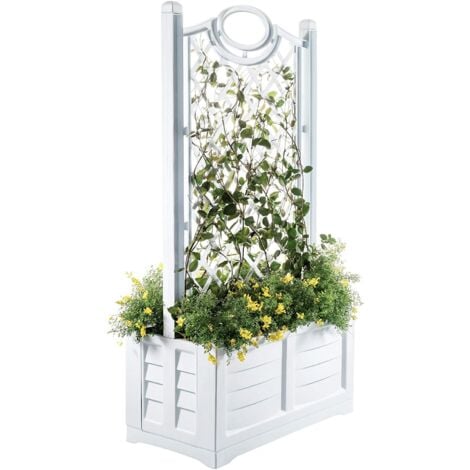 fioriera da esterno separe' con spalliera colore bianco, 80x42,5x150 cm - bama