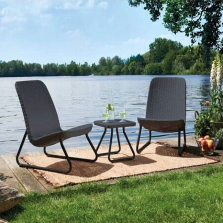 SET RIO PATIO GRIGIO 2 POLTRONE + TAVOLINO DA ESTERNO GIARDINO PORTICATO (38606)