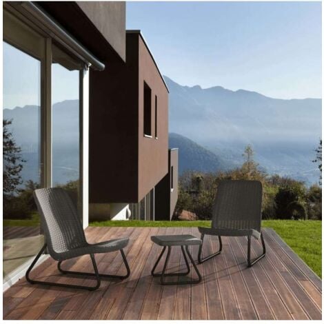 SET RIO PATIO GRIGIO 2 POLTRONE + TAVOLINO DA ESTERNO GIARDINO PORTICATO (38606)