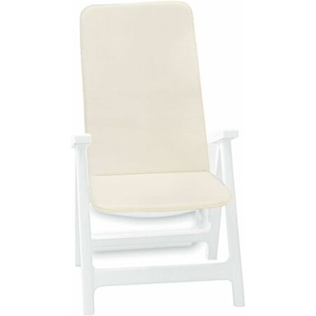 Cuscino Giardino Sedia Copripoltrona Coprisedia Pieghevole Morbido Écru 100% Made In Italy