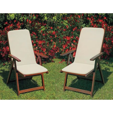 Cuscino Giardino Sedia Copripoltrona Coprisedia Pieghevole Morbido Écru 100% Made In Italy
