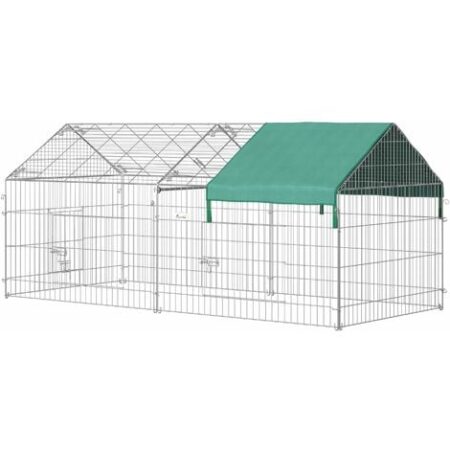 Recinto Recinzione per Animali Domestici 220x103x103 cm con Copertura in Acciaio