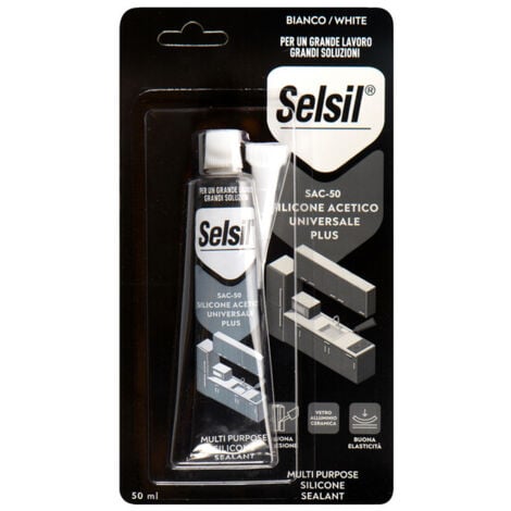 SELSIL SILICONE ACETICO BIANCO PLUS 50ML. Prezzo per 1 pezzo.