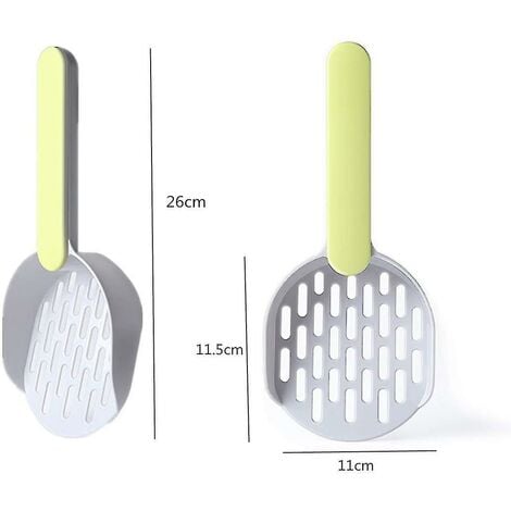 Pala per lettiera in plastica per la maggior parte dei tipi di lettiera per gatti, lettiera per gatti e paletta, resistente e facile da pulire (grigio verde)