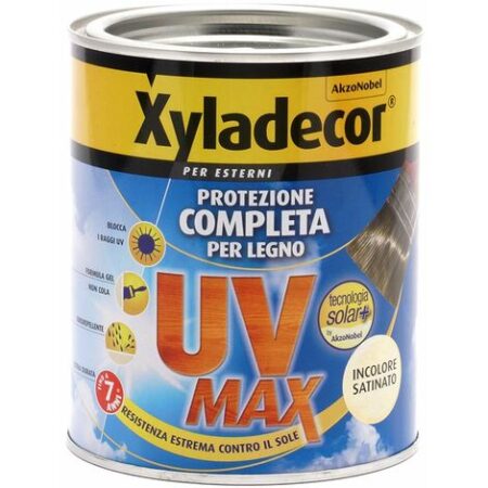 XYLADECOR SMALTO LEGNO ESTERNI UV MAX Protezione Completa da sole e agenti atmosferici Idrorepellente INCOLORE 750ML