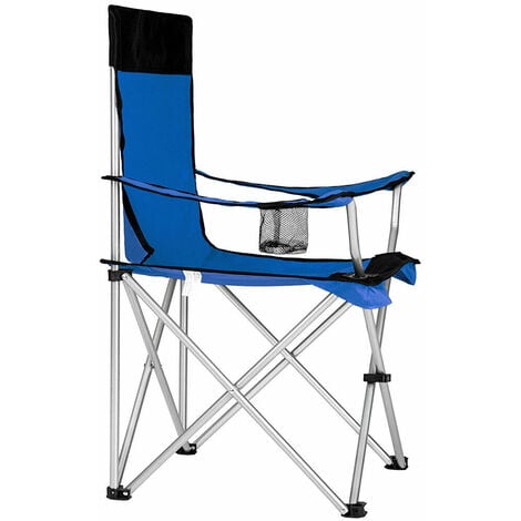 2x Sedie Pieghevoli Da Campeggio Con Borsa Camping Sedia Spiaggia Esterno Blu