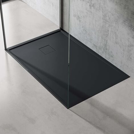 doporro Piatto Doccia Rettangolare 80x120x5 cm in Marmoresina Antracite, Effetto Pietra Resistente e Antiscivolo - Geoma08