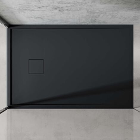 doporro Piatto Doccia Rettangolare 80x120x5 cm in Marmoresina Antracite, Effetto Pietra Resistente e Antiscivolo - Geoma08