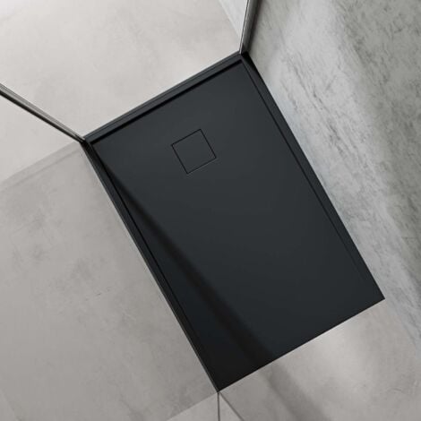 doporro Piatto Doccia Rettangolare 80x120x5 cm in Marmoresina Antracite, Effetto Pietra Resistente e Antiscivolo - Geoma08