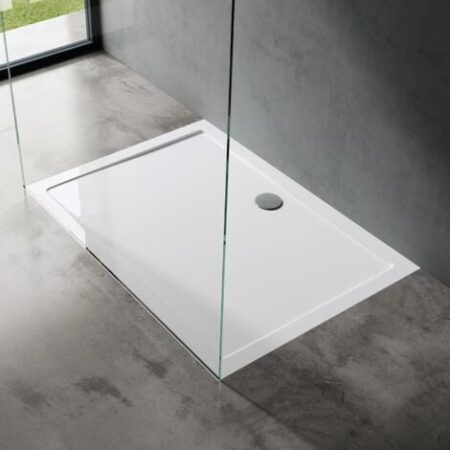 doporro Piatto Doccia Rettangolare in Acrilico Rinforzato, Ultra Slim 4 cm, Installazione da Appoggio o Filo Pavimento, Bianco Lucido 70x80 cm - Faro2