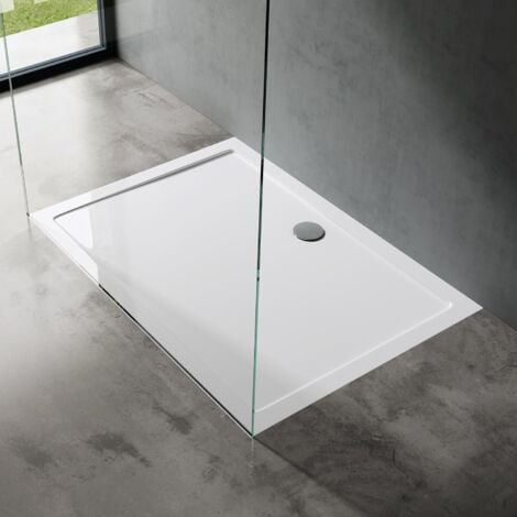 doporro Piatto Doccia Rettangolare in Acrilico Rinforzato, Ultra Slim 4 cm, Installazione da Appoggio o Filo Pavimento, Bianco Lucido 70x80 cm - Faro2