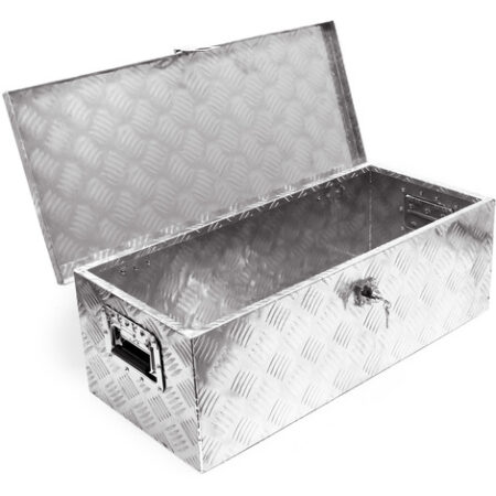 Baule in alluminio portattrezzi Cassa Box per attrezzi utensili 76x32x24,5cm