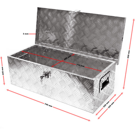Baule in alluminio portattrezzi Cassa Box per attrezzi utensili 76x32x24,5cm