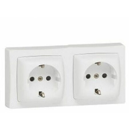 Base doppia spina 2P + TT bianco monoblocco Legrand Oteo 086077