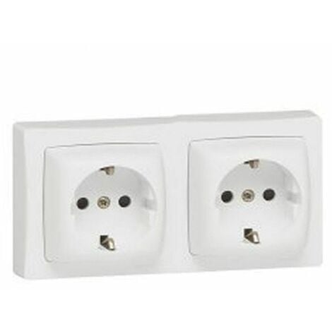 Base doppia spina 2P + TT bianco monoblocco Legrand Oteo 086077
