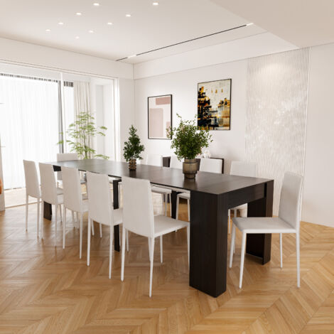 Tavolo Consolle Allungabile Oslo Plus Fino A 3 Metri, Tavolo 14 Posti Salvaspazio Multiposizione, Design Moderno Ed Elegante, Consolle per Casa E Ufficio, 78 x 51 x 90 cm, Colore Nero