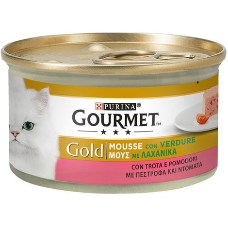 Gourmet Gold Mousse per Gatto con Verdure da 85 gr  Trota e Pomodorini