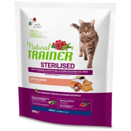 Trainer Natural per Gatto Adult Sterilised con Salmone da 300 gr