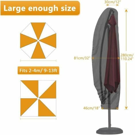 Grande copertura per ombrellone a sbalzo 3 x 4 m con asta telescopica Copertura per ombrellone da giardino impermeabile anti-UV