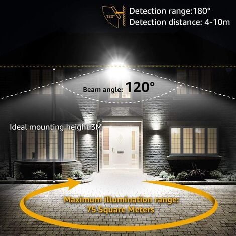 Faretto LED da esterno con sensore di movimento 50W, 5000LM Faretto LED da esterno Impermeabile IP66 6500K Bianco freddo per cortile, garage, patio