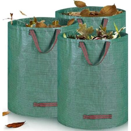 sacchetti per rifiuti da giardino da 272 litri, verdi, sacchetti per rifiuti da giardino, autoportanti, con manici, impermeabili, pieghevoli e riutilizzabili, sacchetti per rifiuti da giardino, sacche