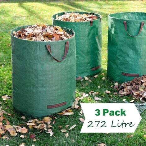 sacchetti per rifiuti da giardino da 272 litri, verdi, sacchetti per rifiuti da giardino, autoportanti, con manici, impermeabili, pieghevoli e riutilizzabili, sacchetti per rifiuti da giardino, sacche