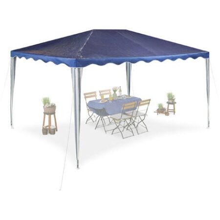 Relaxdays Gazebo 3x4 m, Tenda da Giardino, Pergolato da Esterno, Tetto in Telo PE, Struttura Acciaio, Blu Scuro Bianco
