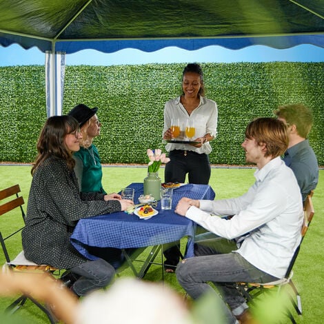Relaxdays Gazebo 3x4 m, Tenda da Giardino, Pergolato da Esterno, Tetto in Telo PE, Struttura Acciaio, Blu Scuro Bianco