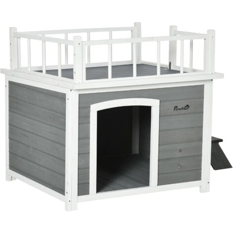 Pawhut Casetta per Cani 121x77x78cm Grigio chiaro di Piccola e Media Taglia