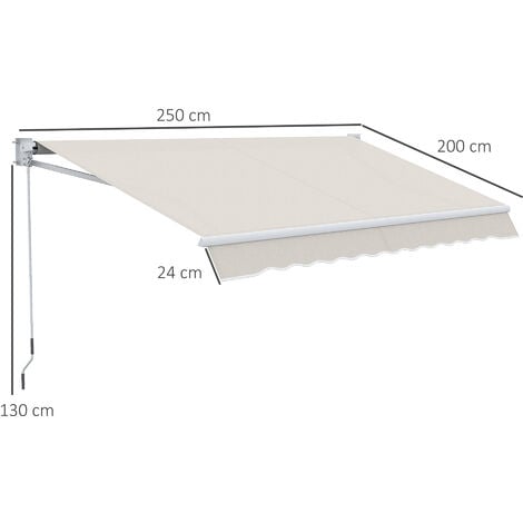 Outsunny Tenda da Sole per Esterno Bianca ad Azionamento Manuale
