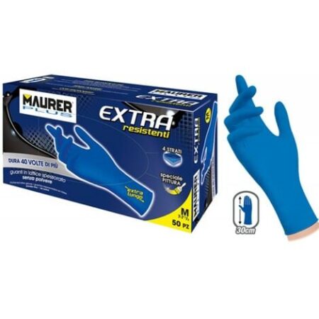 GUANTI MONOUSO LATTICE EXTRA TG.M MAURER PLUS CF.50PZ - CF.SCATOLA