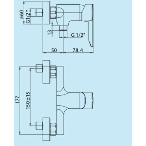 Miscelatore per doccia installazione a parete con connessione 1/2"G Piralla Serena 0SE00028A16  Cromo