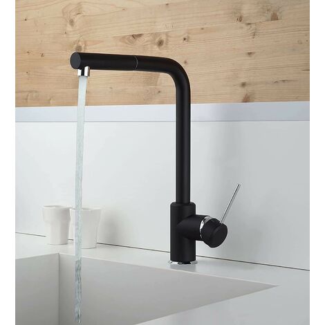 Miscelatore lavello cucina in ottone colore nero opaco con doccia estraibile Piralla Lion 0LIYO103A21  Nero opaco